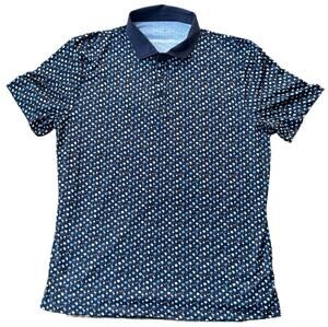 Grayson & Dunn Golf Polo Shirt AOP SPF50 Blue Size L New Palm Trees Flamingos